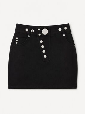 Alexader Wang Black Virgin Wool Mirror Snap Skirt, Size 4, NWOT, Retail $550